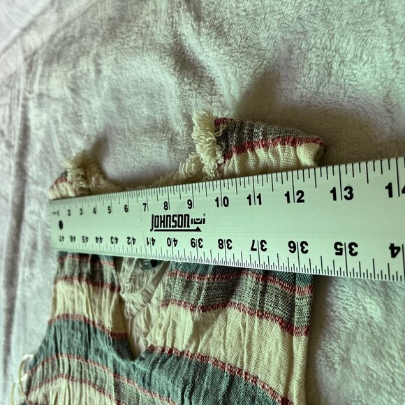 Chelsea & Theodore Womens Striped V-Neck Sleeveless Fringed Mini Dress Size 4 - Picture 4 of 9